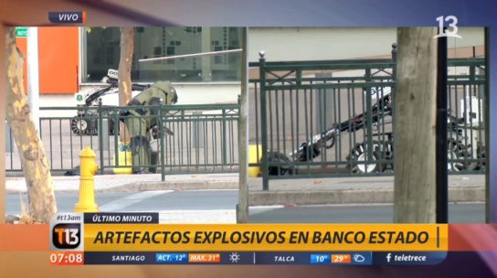 Adjudicación de artefactos explosivos en Banco Estado